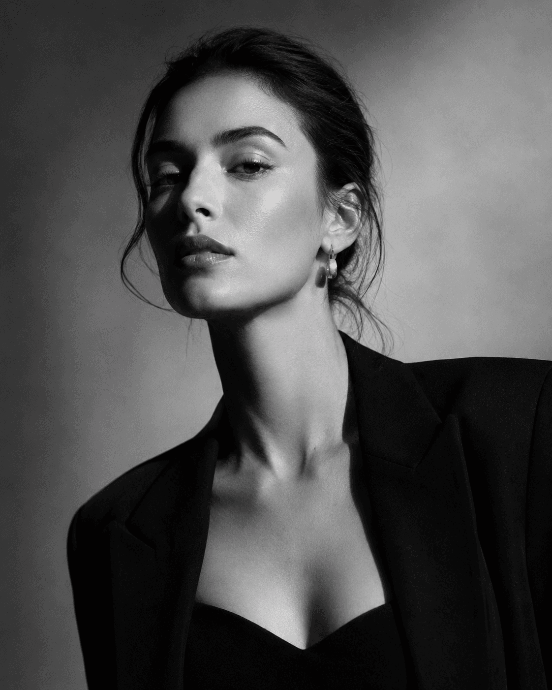 Black and white editorial portrait used in Seevora visual language