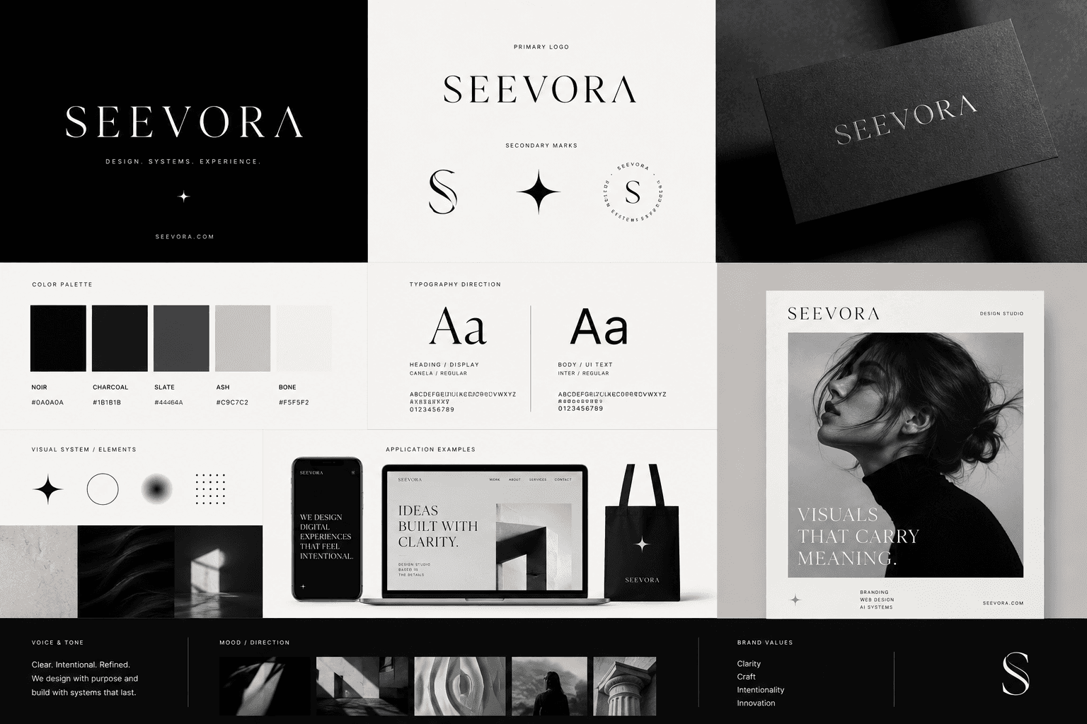 Seevora business card and identity application detail