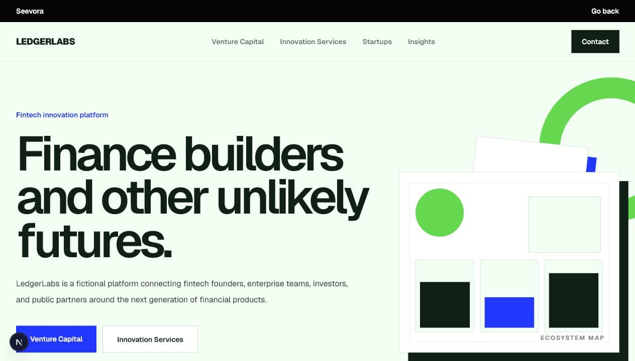 LedgerLabs fintech landing page concept preview