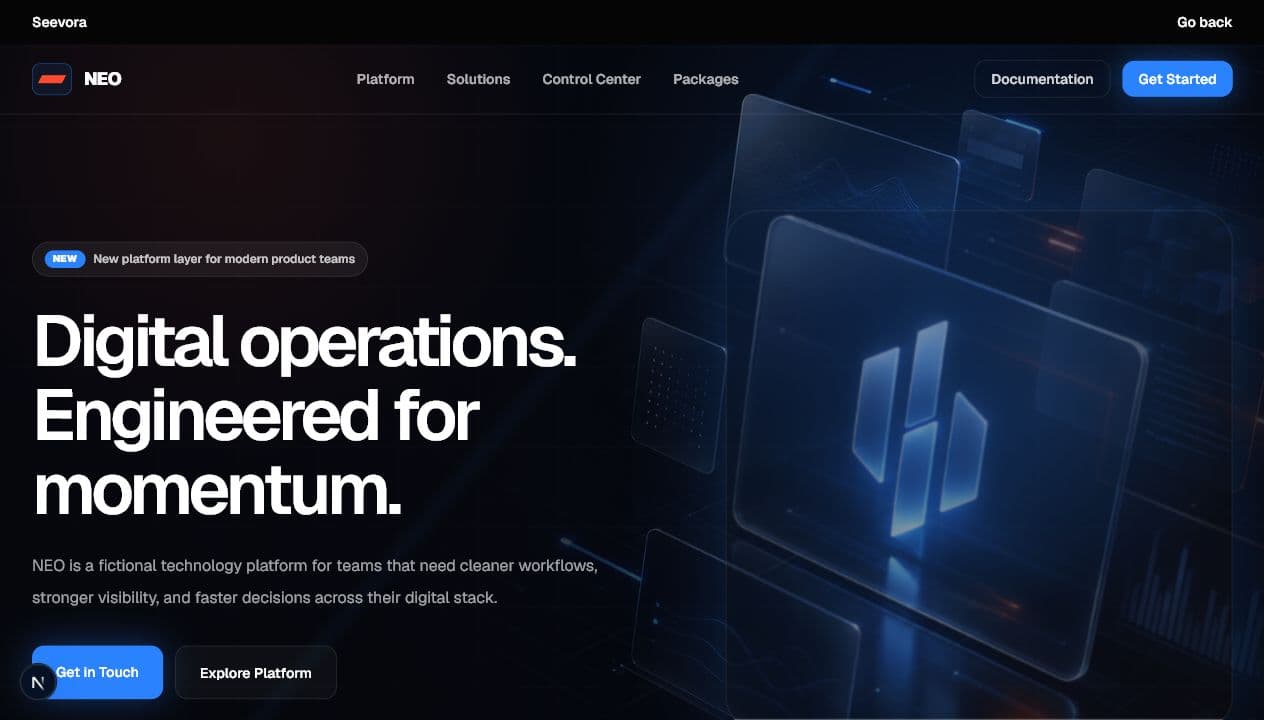 NEO technology landing page concept preview