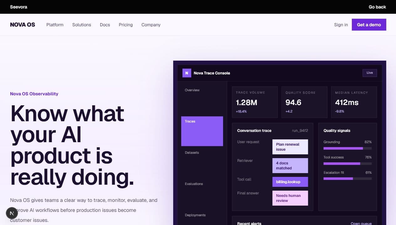 Nova OS landing page concept preview